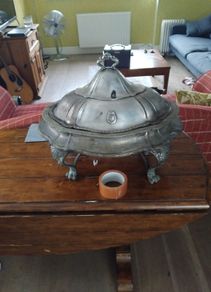 antique silver server dish
