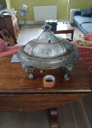 antique silver server dish