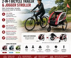 Childrens Bike Trailer with Jogger Mode and Suspension