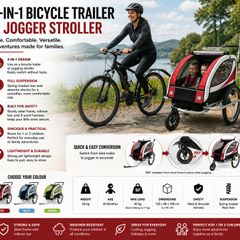 Childrens Bike Trailer with Jogger Mode and Suspension