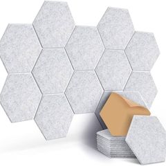 NEW SALE | 12 Pcs Self-Adhesive Acoustic Absorption Panels, High Density 12" X 10" X 0.4" Soundproof Acoustic Panel, Hexagon Sound Absorbing Panels for Recording Studio & Home & Offices (Blue)