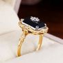 Art Deco Style Star Starburst Ebony Gold Tone Ring Image 4
