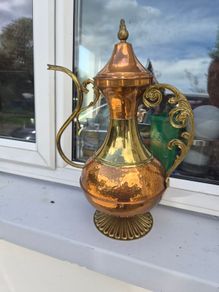 old large brass  copper  tea pot