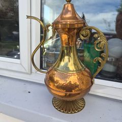 old large brass  copper  tea pot