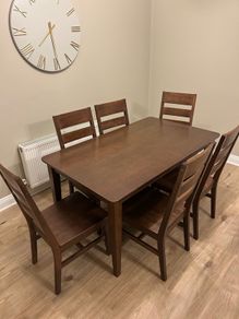 Dark Walnut dining table and chairs