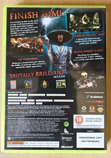 Mortal Kombat Xbox 360 Promotional Copy