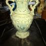 Antique Majolica Vase featuring ornate double handles, Postage Available Image 3