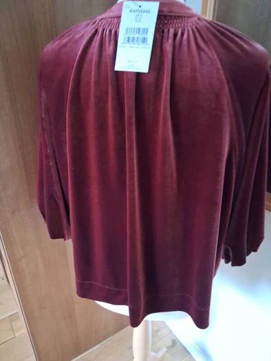 New Next Burgandy Red Velvet Volume Sleeve V Necked Blouse New (14)