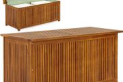 Garden Box Wood Acacia 300L Lid 160kg Load Capacity Weatherproof Cushion Box Storage Box Garden Balcony Conservatory Seat Chest 115x50cm