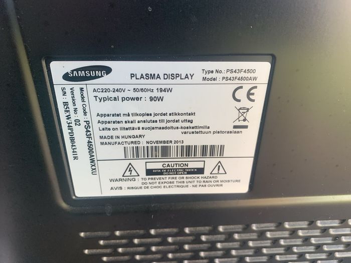samsung plasma 42" spare or repair