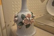 Vintage Porcelain Hand Bell with 3D Pink Roses - Perfect Condition