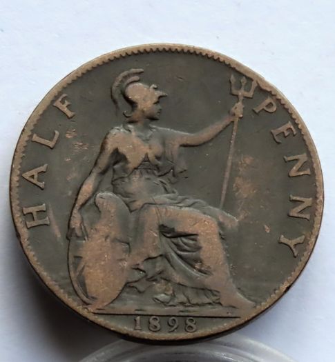1898 Half a penny Queen Victoria old veiled head Bronze coin
