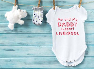 Liverpool Themed Baby Vest - Various Sizes Available - Me and My Daddy Support Liverpool Father's Day Gift