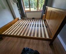 5 ft Bed frame -Dark Wood-EZ Living