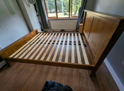 5 ft Bed frame -Dark Wood-EZ Living