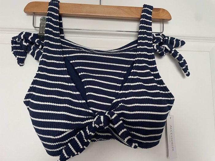 bikini two piece swim suit bathing suit blue stripe by Accessories size 12 new