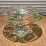 Footed Glass Fruit Bowl with Painted Red & Yellow Tulips Image 2