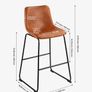 Set of 4 PU Leather Counter Barstool with Backrest 65cm Image 4