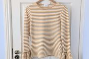 Yellow &amp; White Stripe Savida Long Sleeved Top Size Small