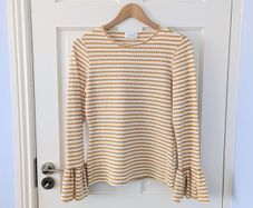 Yellow & White Stripe Savida Long Sleeved Top Size Small