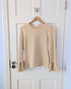 Yellow & White Stripe Savida Long Sleeved Top Size Small