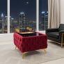 Chester Lux Coffee Table Velvet Square 63x63x45cm with Glass F Image 5