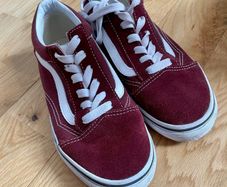 Wine Old Skool Vans, size UK 3. RRP 80.