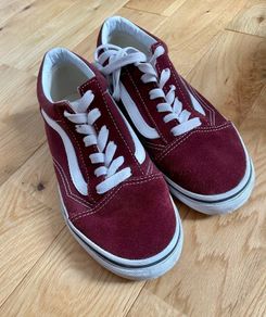 Wine Old Skool Vans, size UK 3. RRP 80.