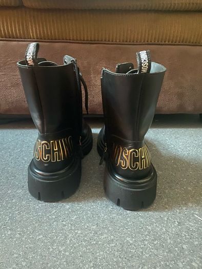 MOSCHINO Calfskin Combat Sole Ankle Boots Mens Chelsea