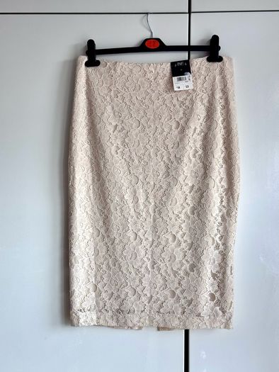 F&F Cream Lace Pencil Skirt UK 14 | Knee Length | New With Tags