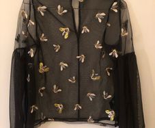 Topshop see-through blouse size 8 sequin bee motif