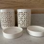 2x white ceramic orchid planters with saucers Image 2