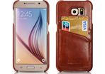 S6 Vintage Leather Back Cover With Card Slots