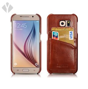S6 Vintage Leather Back Cover With Card Slots
