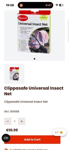 Clippasafe Universal Baby Bug Insect Net White New in Packaging