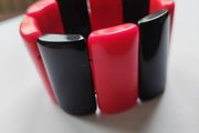 Vintage Cuff Bracelet Black Pink Stretch