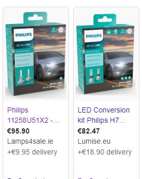 Philips Ultinon Pro5100 LED car headlight bulb (H1), +160, 5.800K, set of 2