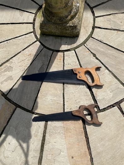 Vintage hand wooden saws x 2