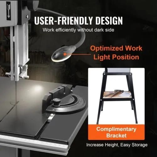 Band Saw with Stand Benchtop Bandsaw 24.5 cm 370W Two-Speed Adjustable