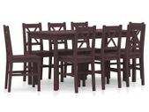9 Piece Dining Set Pinewood Dark Brown
