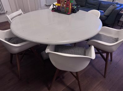 Large Round Oak Dining Table