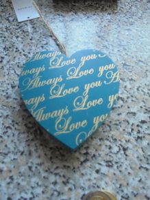LoveYou Always Hand Painted Wooden Hearts for sale x 2