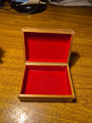 Bamboo & Wicker Small Trinket Box with Burned in Floral Design