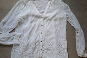 River island white embroidered dress shirt uk12