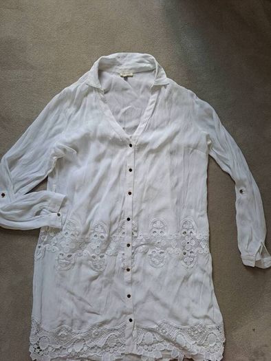 River island white embroidered dress shirt uk12