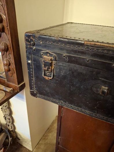 Victorian leather-covered trunk