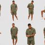 Urbanie Men's Summer Set  Short Sleeve Shirt & Shorts (Khaki) Image 2