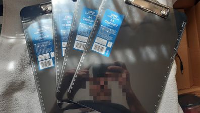 Tesco A4 Clipboard with Ruled Edges (cm and inches) and Hanging Hook