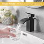 Waterfall Spout Bathroom Sink Mixer Taps,Single Handle Basin Mixer Tap, Lavatory Vessel Faucet,Stainless Steel,Matte Black Vanity Tap Image 3