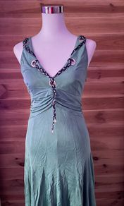 Karen Millen dress midi with straps green summer occasion size S/M